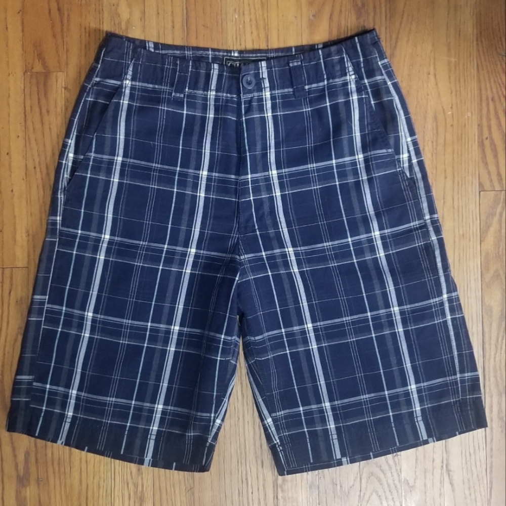 Champs Men's Blue and White Plaid Shorts, Size 30
